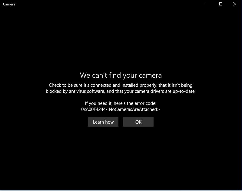 we cant find your camera