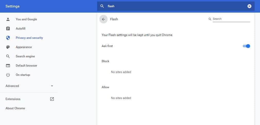 how to unblock flash on chrome